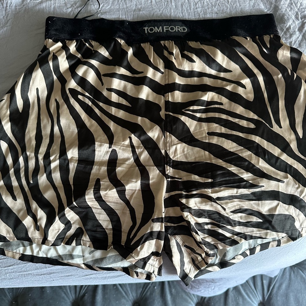 Black and tan silk Tom ford shorts